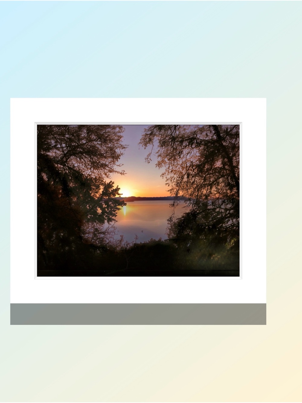 Matted Lake Sunset Framed Photo Print in Brown and Gold Tones by Joy M Holder